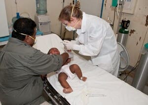 Doctor attending to a patient