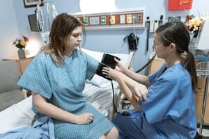 A nurse during a revision procedure