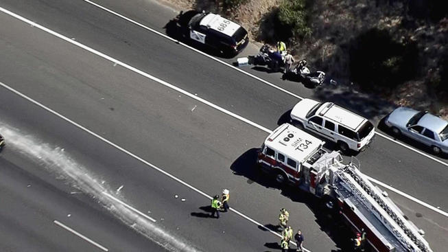 CHP Motorcycle Officer Hospitalized After Crash on I-680 in Danville