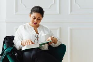 A woman reading a book