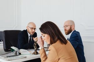 Group discussion in an office